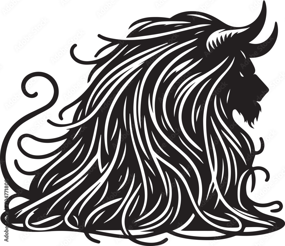 Lion With Long Messy Hair Vector 