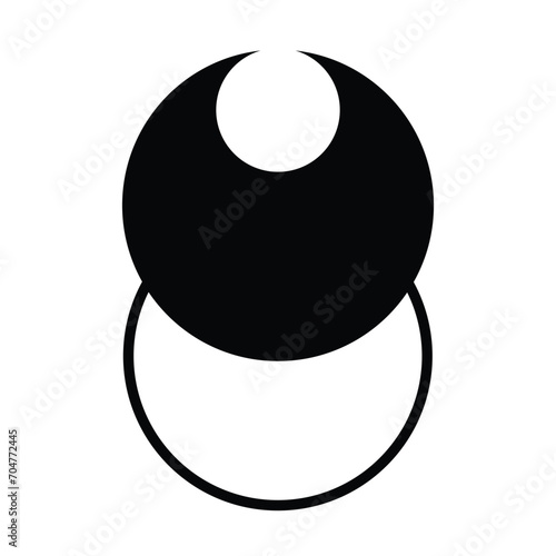 Crescent orbit ring astrology space, planets galaxy phases solar system shadow vector illustration flat icon logo web mobile concept design black white isolated background