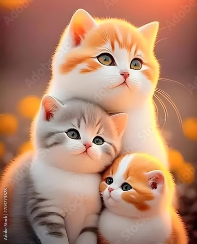 Two kittens with their Mom  © NizamudDin
