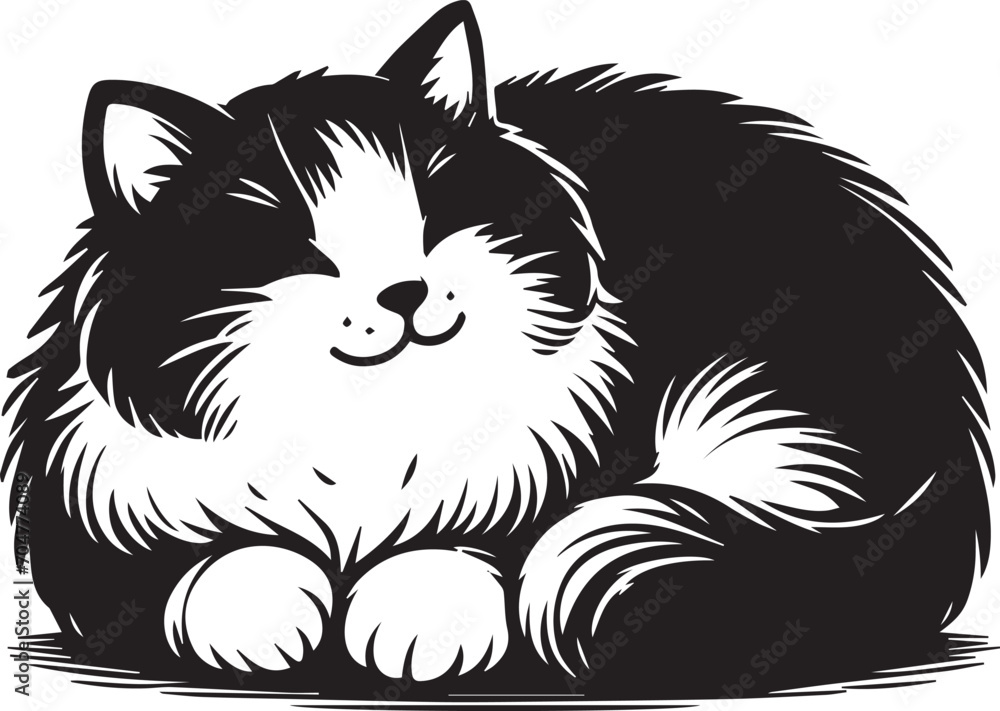 Cat simple black and white illustration Cat simple black and white illustration