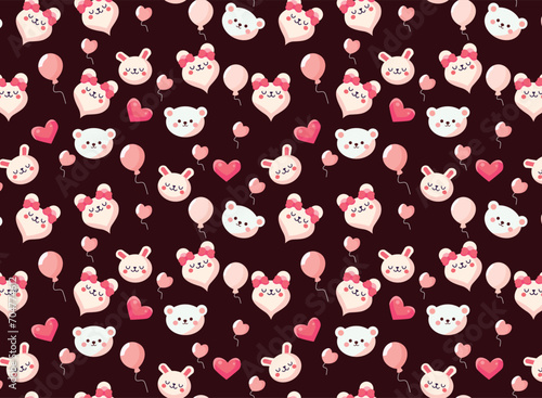 Cute bear and rabbit pattern, childish background texture, great for fabrics, backgrounds