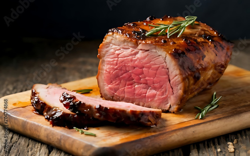 Capture the essence of Roast Beef in a mouthwatering food photography shot