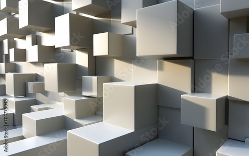 Abstract White Cube Wall with Dynamic Forms