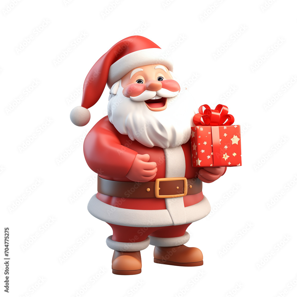 Christmas scene Santa Claus holding gift bag Christmas scene Santa Claus holding gift bag