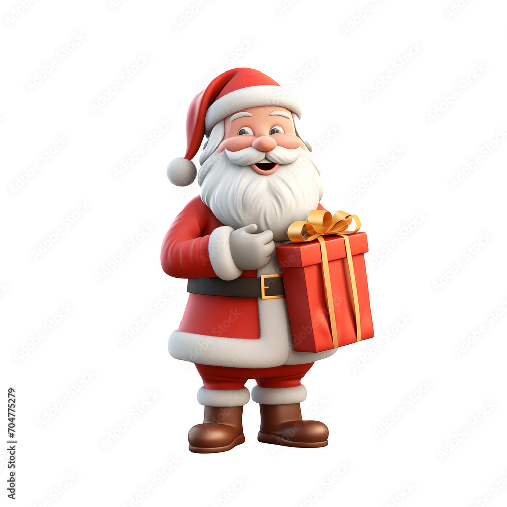 Christmas scene Santa Claus holding gift bag Christmas scene Santa Claus holding gift bag