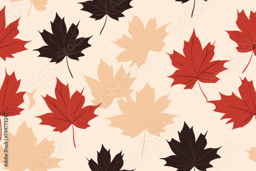 Autumn Maple Leaves Seamless Pattern on Cream Background - Background design