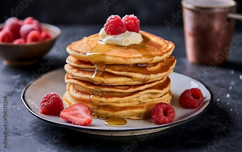 Capture the essence of Pancakes in a mouthwatering food photography shot