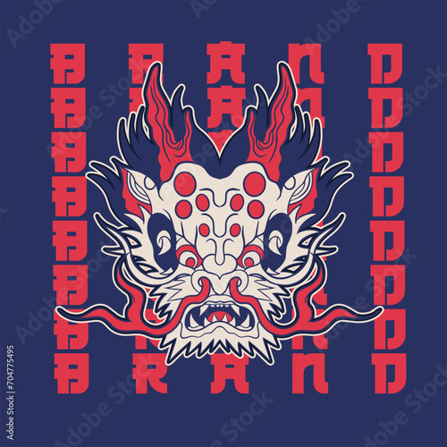 A Dragon head logo. This is vector illustration ideal for a mascot and tattoo or T-shirt graphic.	