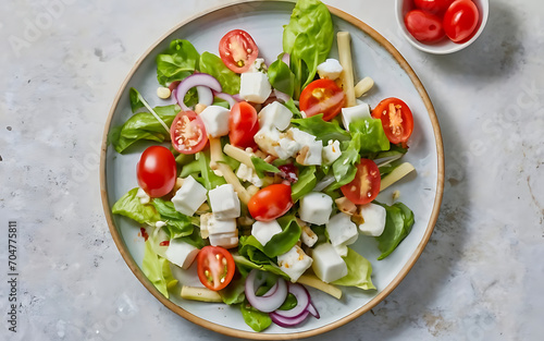 Capture the essence of Greek Salad in a mouthwatering food photography shot