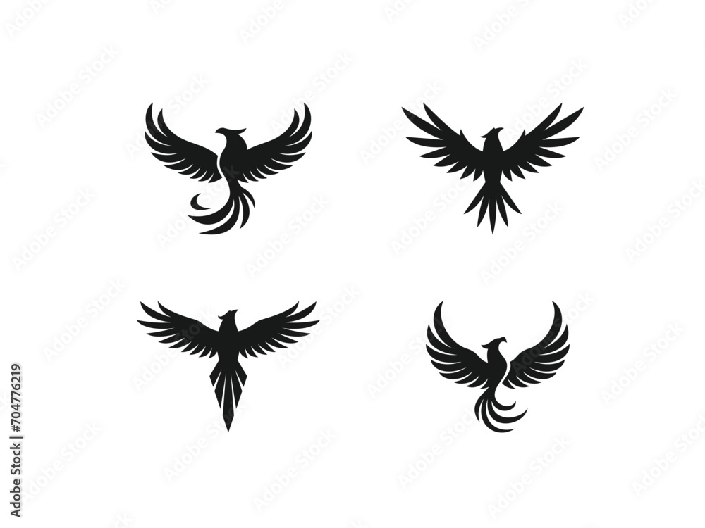 Obraz premium set of phoenix logo vector icon illustration, logo template