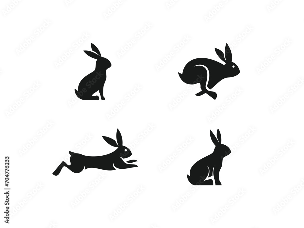 set of rabbit logo vector icon illustration, logo template