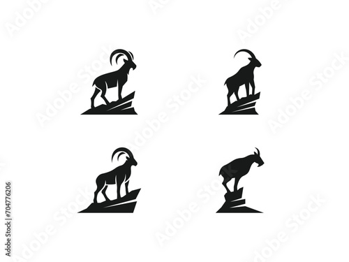 set of mountain goat logo vector icon illustration, logo template photo