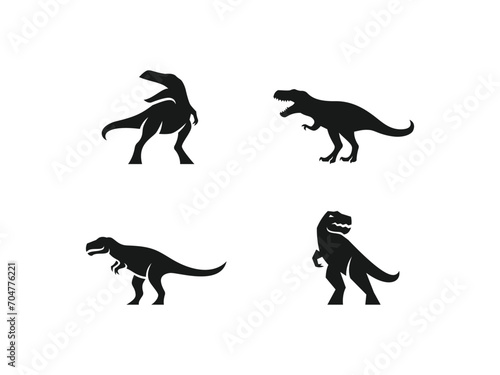 set of dino logo vector icon illustration, t-rex logo template