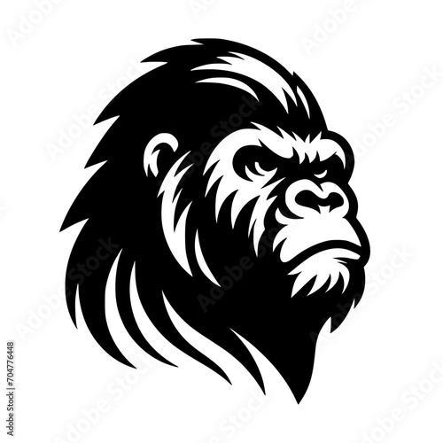 Wallpaper Mural Vector logo of a raging gorilla. Professional logo of a chimpanzee. Black and white logo of an ape isolated on white background. Torontodigital.ca
