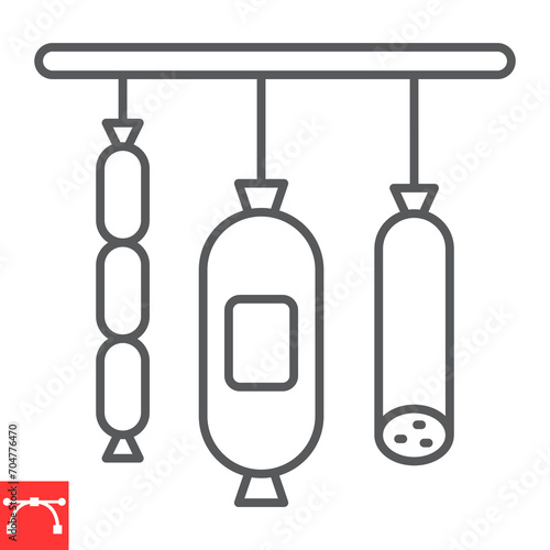 Deli line icon, grocery store and food , sausage and salami vector icon, vector graphics, editable stroke outline sign, eps 10.