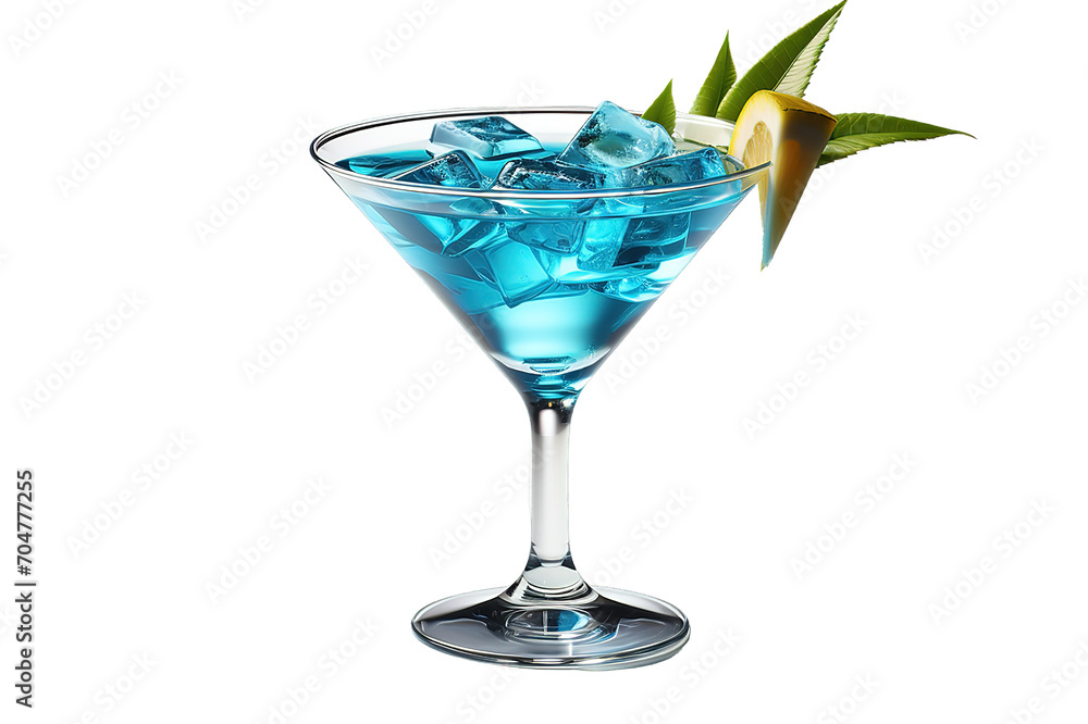 drink with ice cubes and blue curacao isolated on a Transparent background. Generative AI drink with ice cubes and blue curacao isolated on a Transparent background. Generative AI