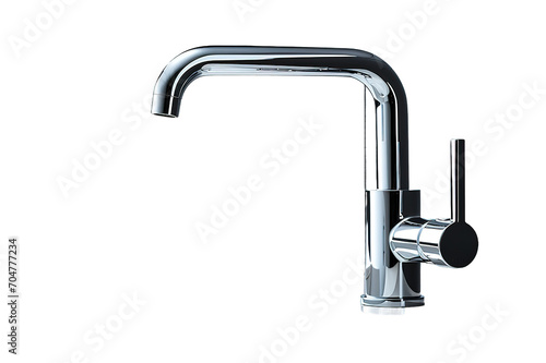 Glossy metallic faucet isolated on a Transparent background. Generative AI
