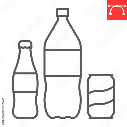 Beverage line icon, grocery store and water, bottled drinks and soda vector icon, vector graphics, editable stroke outline sign, eps 10.