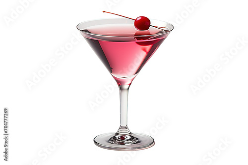 Strawberry cocktail in glass isolated on a Transparent background. Generative AI