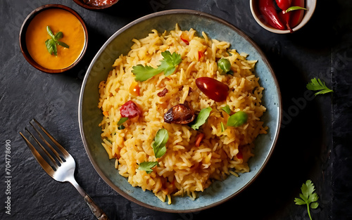 Capture the essence of Pulao in a mouthwatering food photography shot