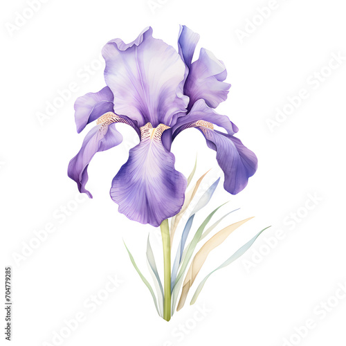 Iris Flower watercolor painting illustration suitable for wedding, greeting card, fabric, textile, wallpaper, ceramic, brand, web design, stationery, cosmetic, social media, scrapbook.
