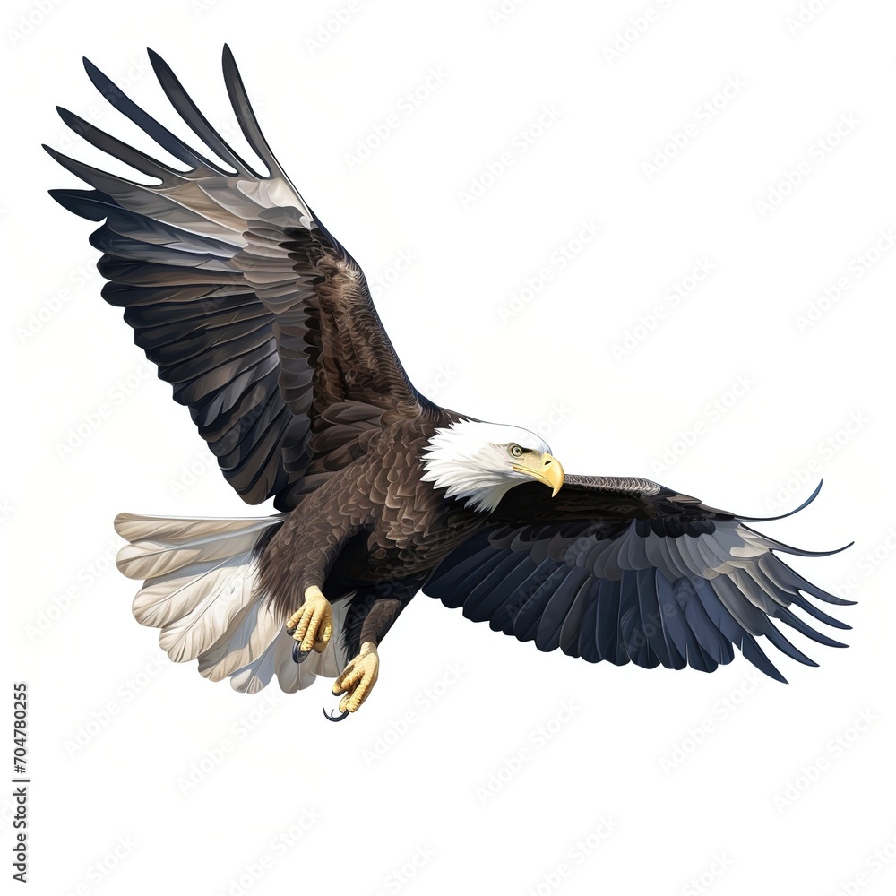 Obraz premium A majestic bald eagle soars through the sky