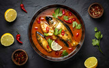 Capture the essence of Fish Curry in a mouthwatering food photography shot