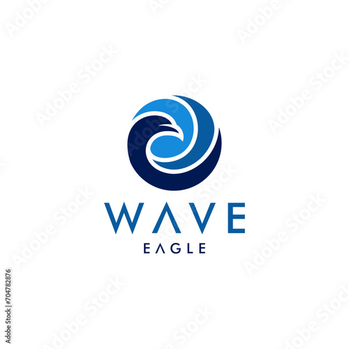 Wave Eagle, Combined Wave and Eagle Become One Concept, Vector Minimalist style, Modern Logo Design Editable