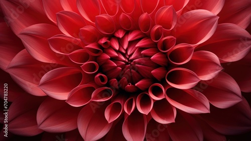  a close up of a red flower with lots of petals in the middle of the petals and the center of the flower in the middle of the petals. © Natalja