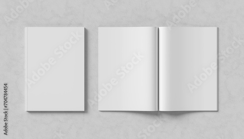 Book, Magazine, Catalogue mock up. Realistic book mock up isolated on white background. 3D illustration photo