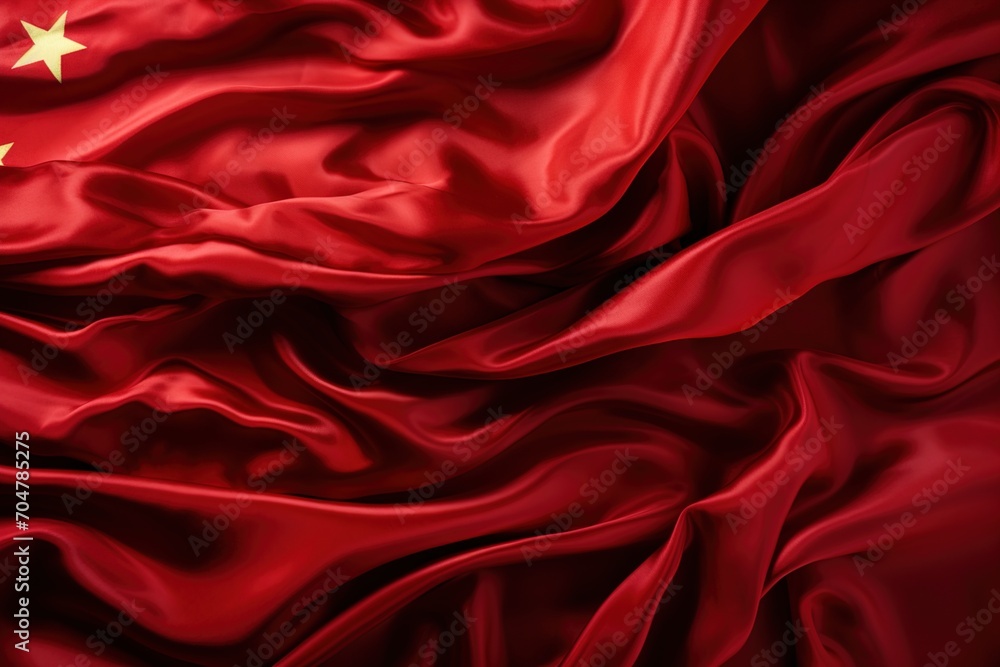 Obraz premium Red silk fabric with golden stars