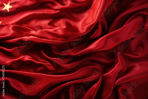Red silk fabric with golden stars