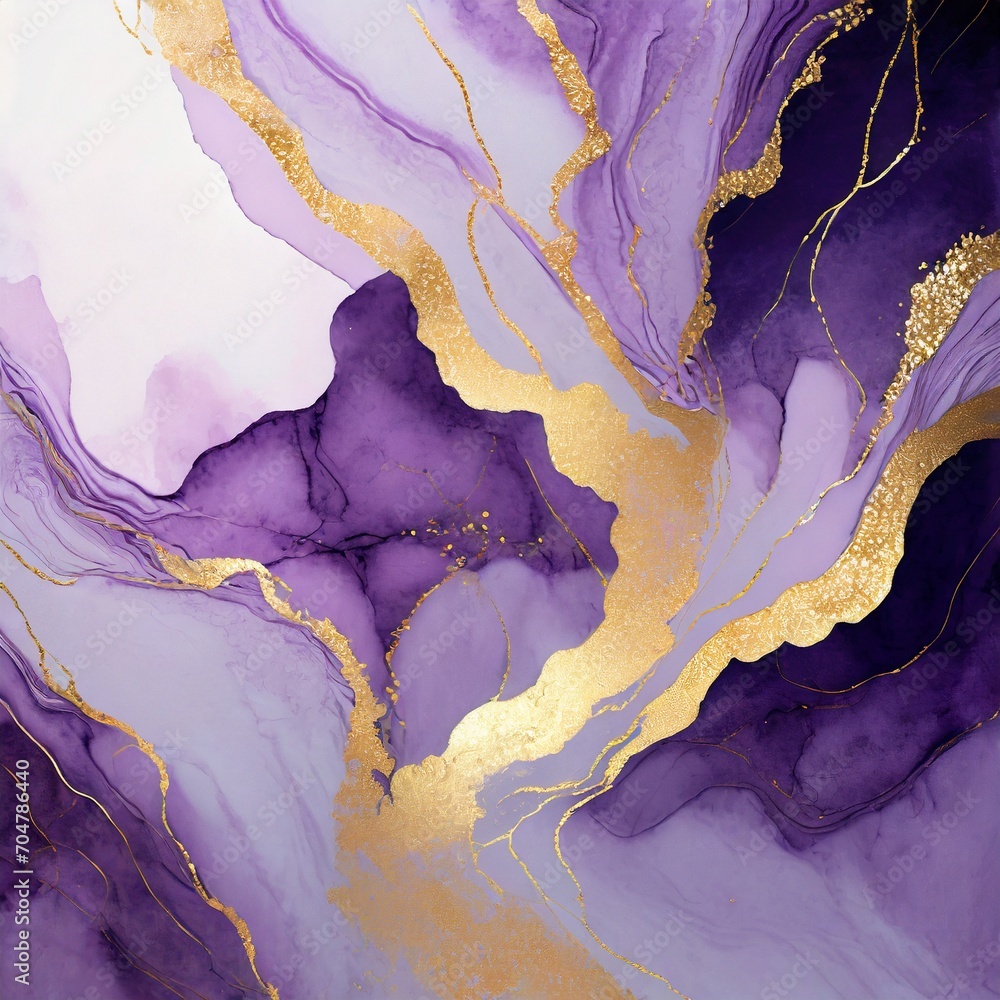 金が入ったおしゃれな紫色の大理石柄のイラスト	