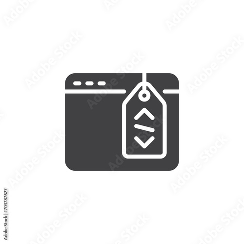 Tag hovering over a web page vector icon