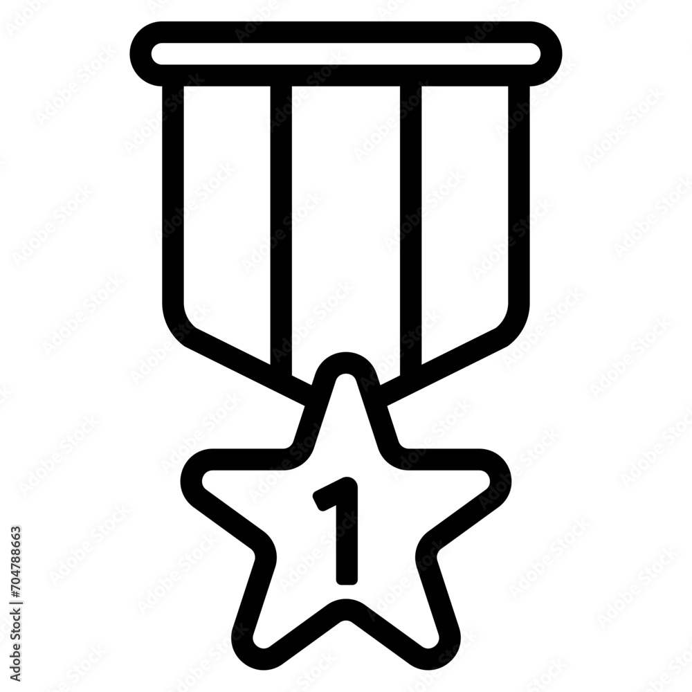 Medallion badge gold award icon or logo illustration outline black style Medallion badge gold award icon or logo illustration outline black style