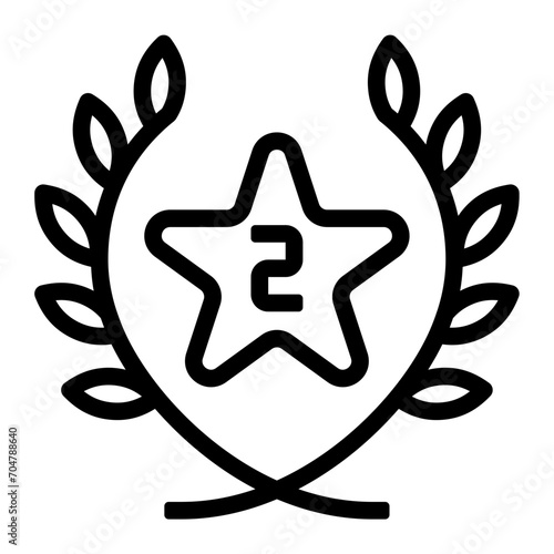 Medallion badge silver award icon or logo illustration outline black style