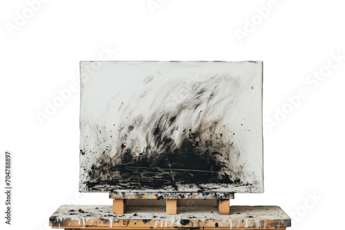 abstract painting displayed on a wooden easel photo