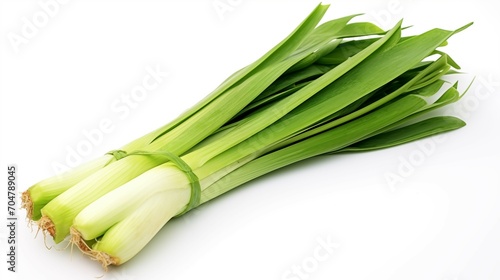 Healthy diet. Vegetables. Green leek on white background. Isolated. 