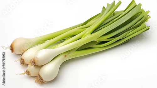 Healthy diet. Vegetables. Green leek on white background. Isolated. 
