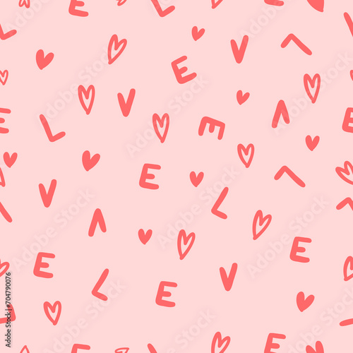 Seamless pattern Hearts on a pastel sweet soft color, Love, Valentines Day for fabric textures, Print for paper wrapping Background, SVG Vector, tape, Sticky Notes, Card 