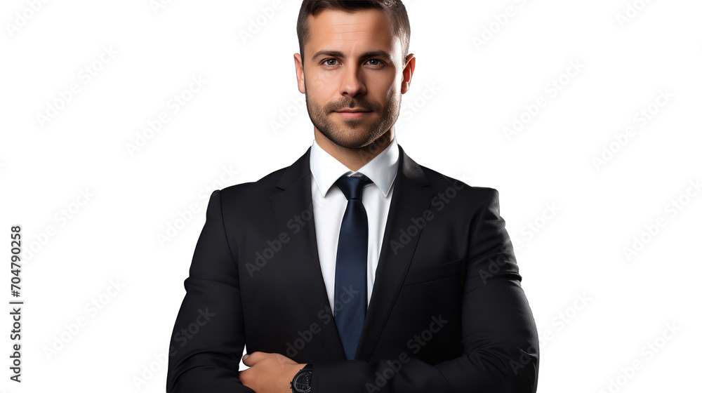 A Portrait of a businessman on a white isolated transparent background. A Portrait of a businessman on a white isolated transparent background.