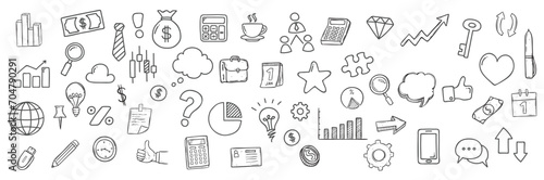 Hand drawn Business doodles element. Business doodles hand drawn icons. Vector illustration