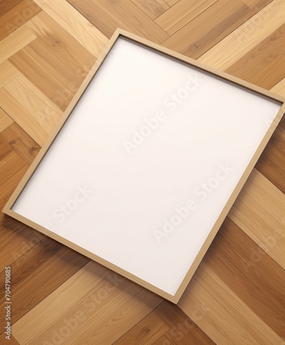 Blank wooden frame on the floor