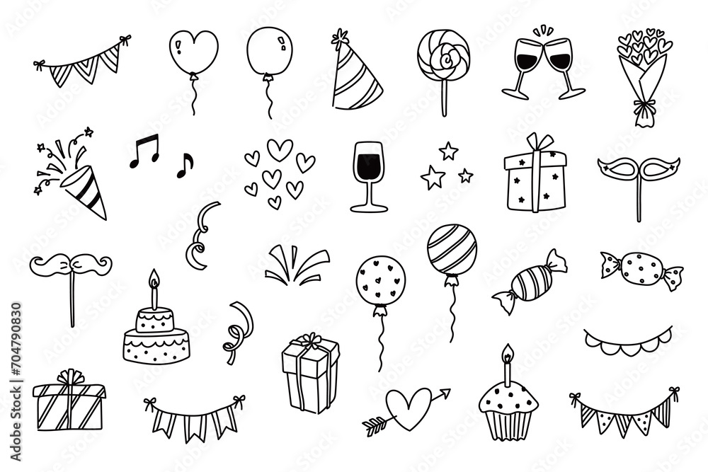 © pinkbrush - a set of black outline icons for event party celebration festival ceremony anniversary, Valentine's day © pinkbrush - a set of black outline icons for event party celebration festival ceremony anniversary, Valentine's day