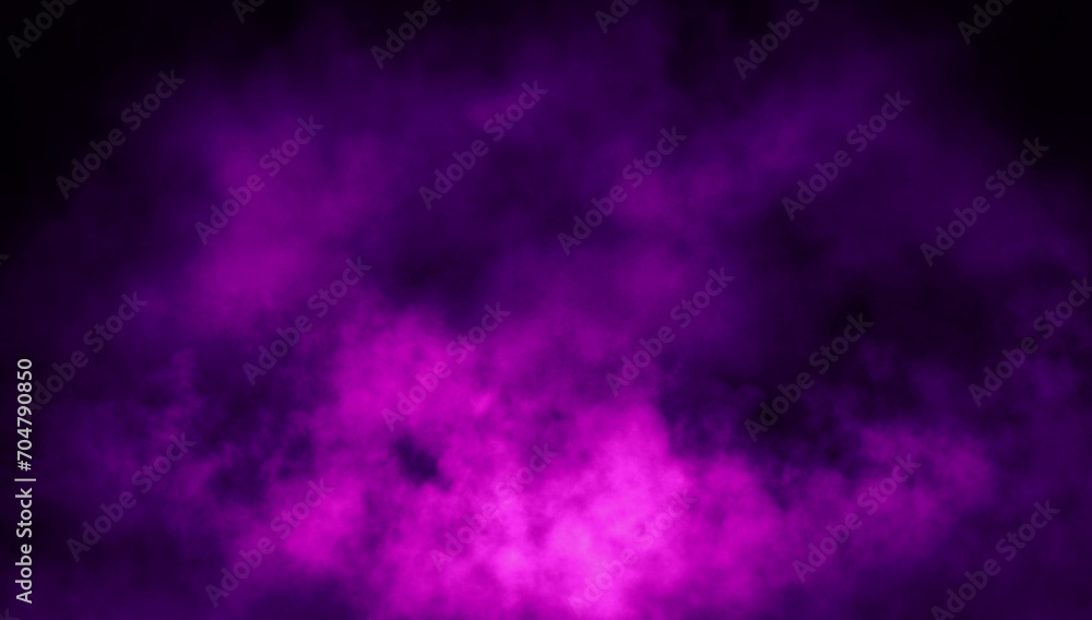 Abstract purple smoke misty fog on isolated black background. Texture overlays. Paranormal mystic smoke, clouds for movie scenes.