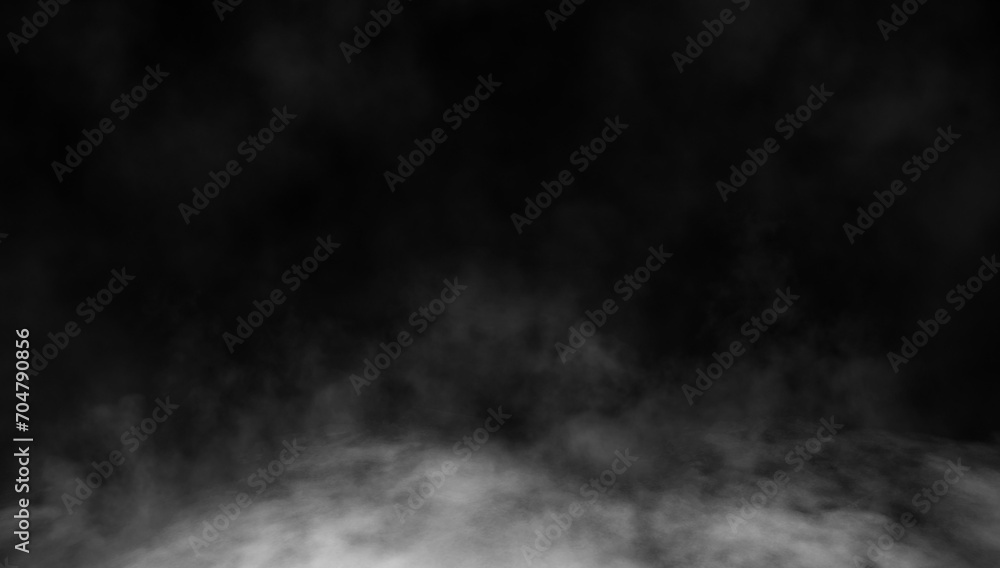 Abstract smoke misty fog on isolated black background. Texture overlays. Paranormal mystic smoke, clouds for movie scenes. - obrazy, fototapety, plakaty 