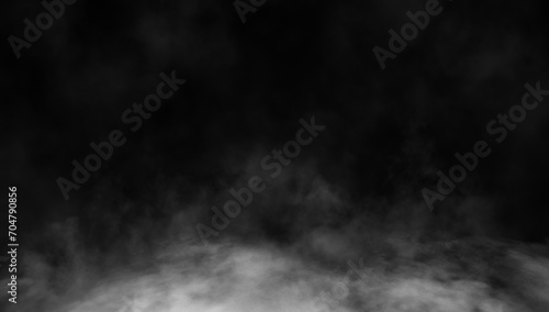 Abstract smoke misty fog on isolated black background. Texture overlays. Paranormal mystic smoke, clouds for movie scenes. photo