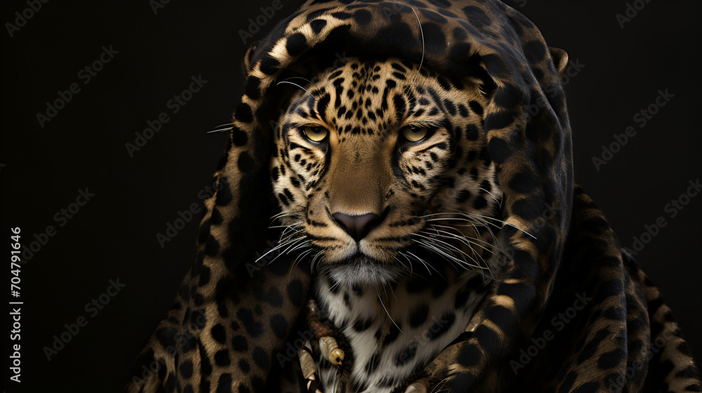 Arabian Leopard Fur Design On Wearing Keffiyeh Or Kufiy, World