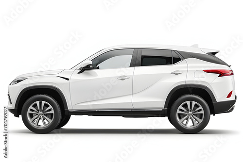 White SUV car isolated on white background with clipping path. Side view. © Nyetock