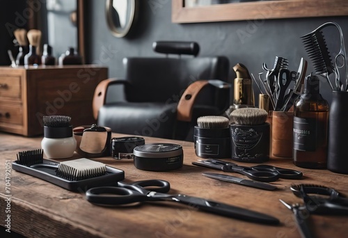 various barbershop implements in order